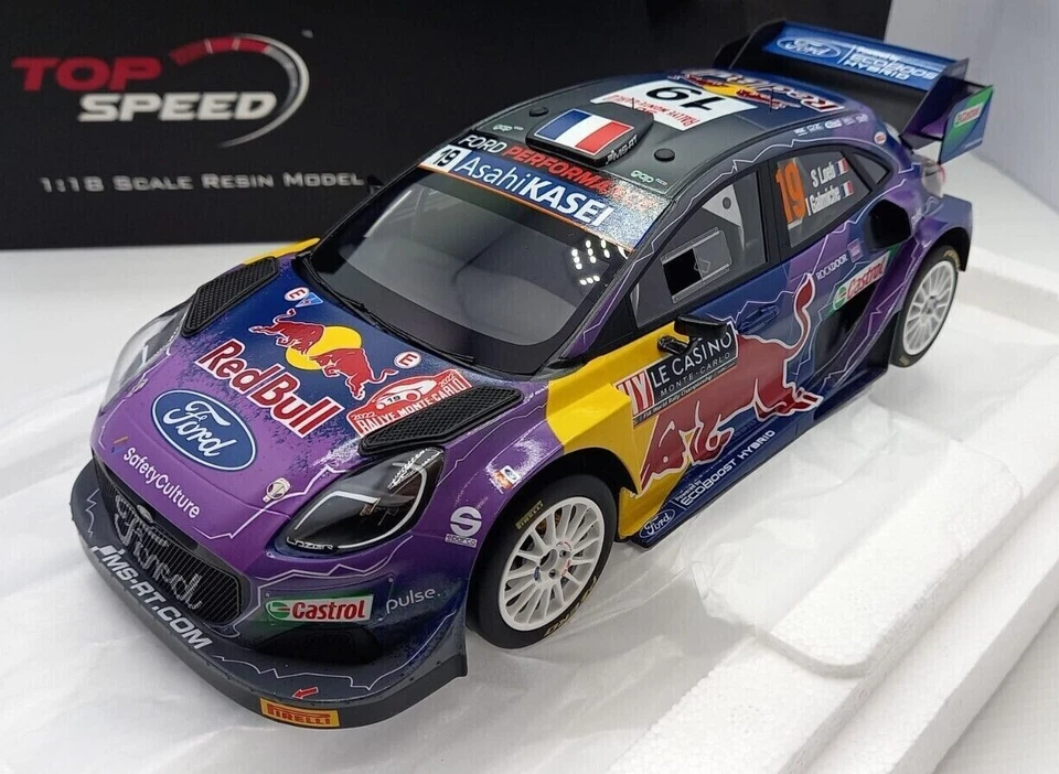 MODELLINO AUTO 1:18 TOP SPEED TSM FORD PUMA RALLY 1 LOEB WINNER MONTE CARLO 2022 - Immagine 2 di 4