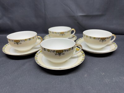 Noritake ''ANACONDA'' Japan ~ Set of 4 ~ Cups & Saucers ~ 2'' Tall