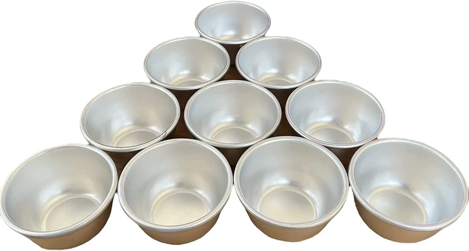 10 Pack Pudding Moulds,Mini Pudding Basins Aluminium Baking Cups Non stick 0.15L - Image 3 of 4