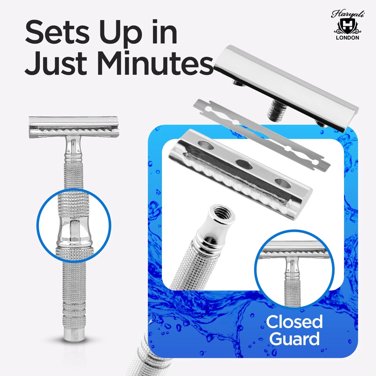 Haryali Double Edge Safety Razor for Men and Women, Stainless Steel Travel Razor - Picture 3 of 9