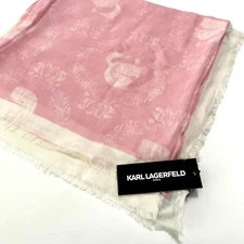 New Karl Lagerfeld Paris Two Toned Pashmina Modal Scarf 58"x 112" Pink White