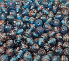 50 pcs VTG Transparent Blue Swirled Lampwork Glass Jewelry Beads 9mm Round