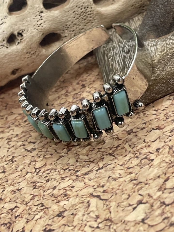 PULSERA AZUL TURQUESA PLATA OESTE SUROESTE Ranch Wear Regalo Brazalete Verano Foto 3 de 4