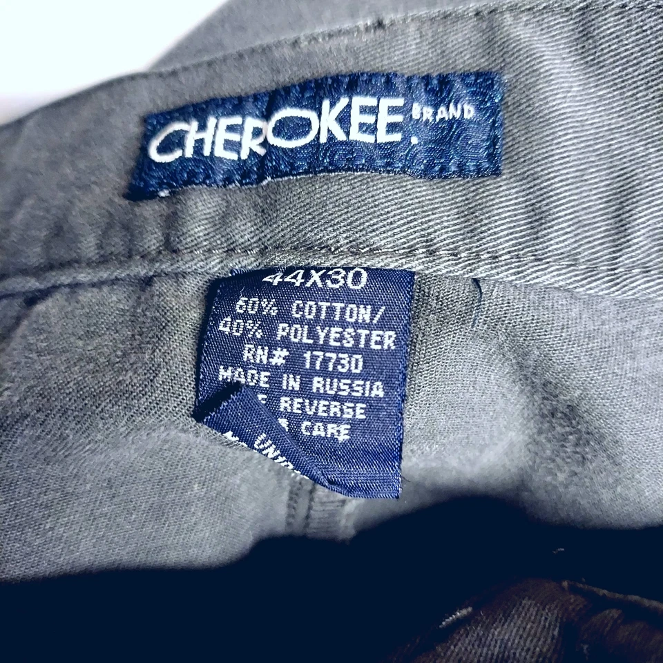 Pantalones Cherokee Para Hombre Verde Oscuro Caqui Plisados Delanteros Pierna Recta Usados en Excelente Condición - 44 x 30 Foto 4 de 4