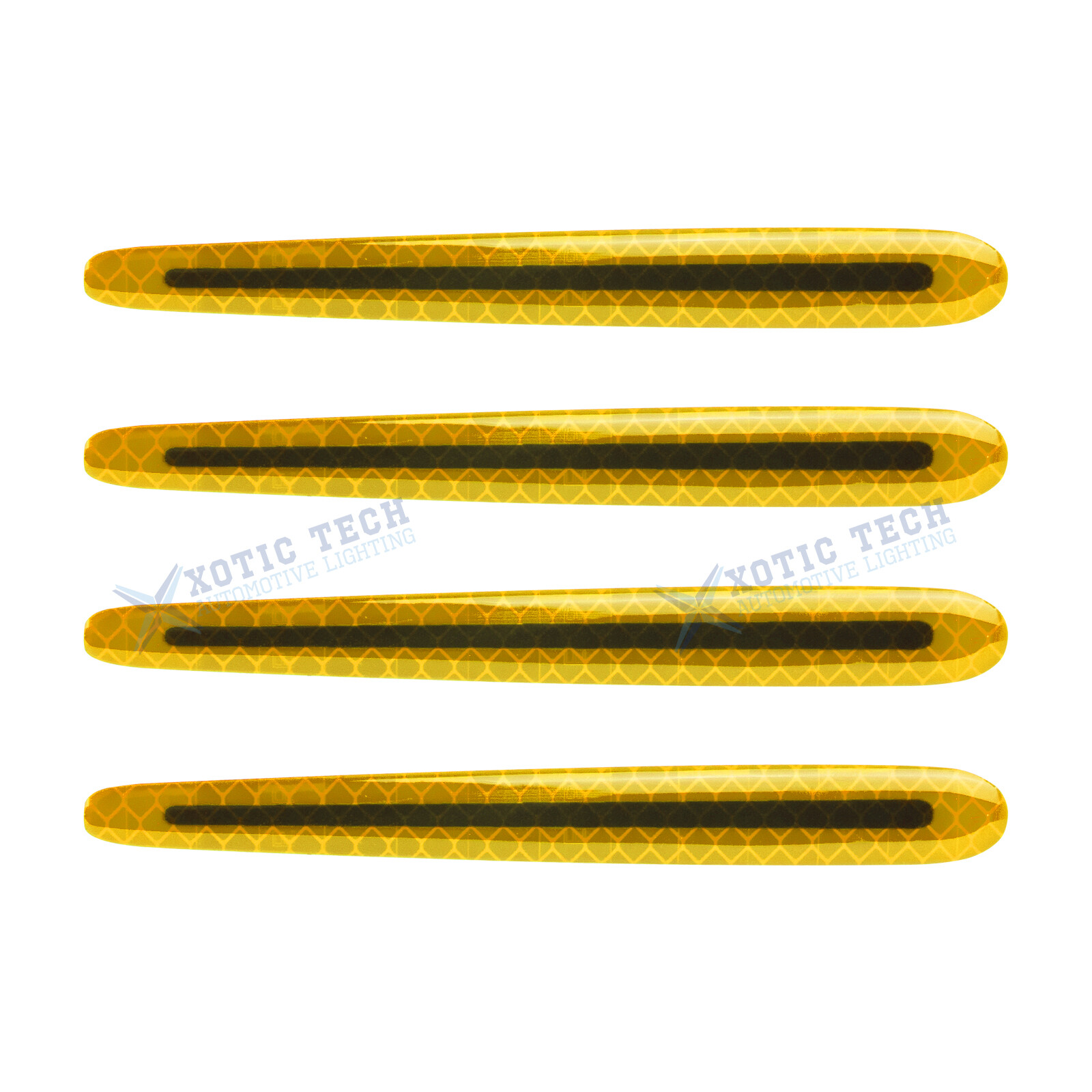 8x Yellow Carbon Fiber Reflective Car Door Handle Bowl Safety Warning Sticker