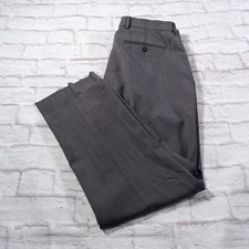 Stafford Classic Fit Flat Front Windowpane Plaid Wool Blend Dress Pants 38x30