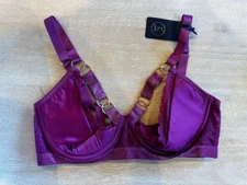 Fox & Royal Beige Cerise Purple Size 34G/H Daria Quarter Cup Underwire Bra NWT