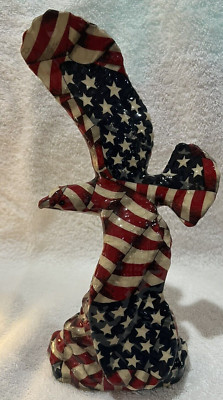 American Eagle 12'' Ceramic US Flag Stars Vintage Statue Patriotic #1