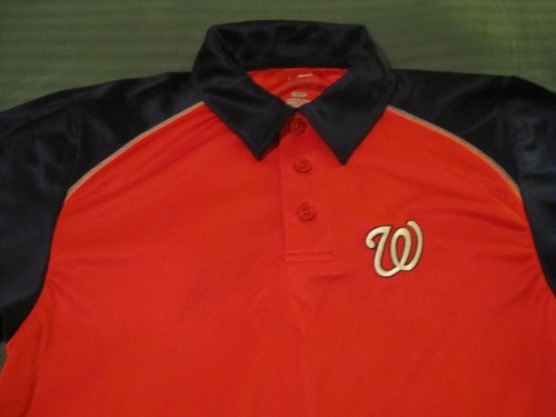 NWT Washington Nationals Men Polo Golf Mesh Shirt Genuine Merchandise - Small S - Picture 2 of 5
