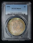 PCGS MS64 1896 Morgan Silver Dollar Fantastic toning OBV and REV