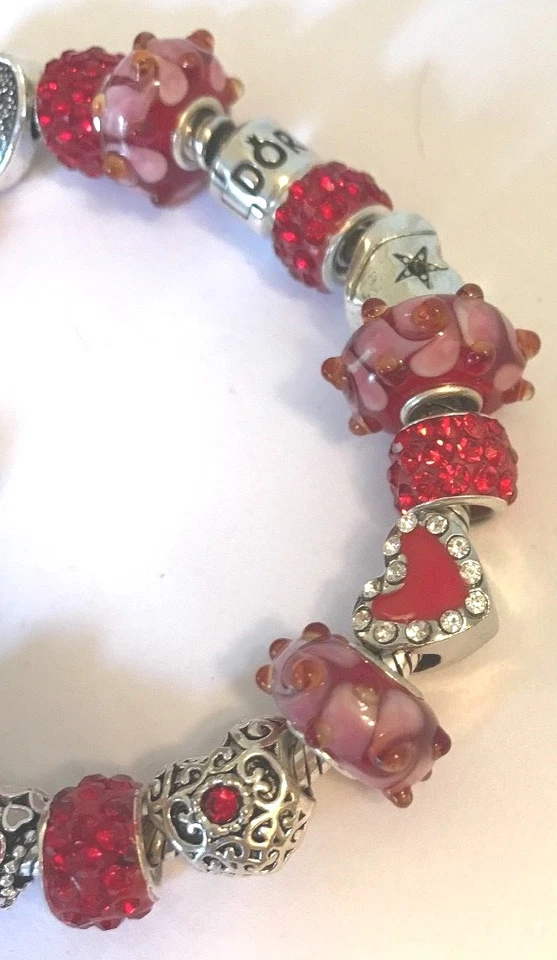 ❤️Authentic Silver PANDORA BRACELET with Red European Charms Beads Pandora Box❤️ - Image 3 of 4