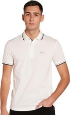 BOSS Men's Paddy Short Sleeve Polo Shirt Large, Dark Bright White