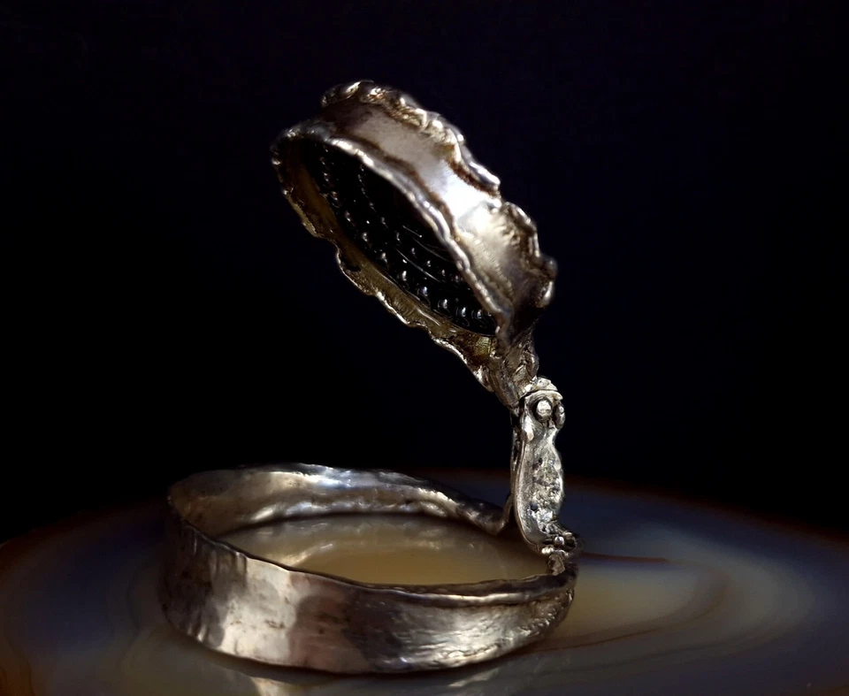 Armreif Silber 835 rot Koralle Modernist extravagant & umwerfend  - Bild 4 von 4