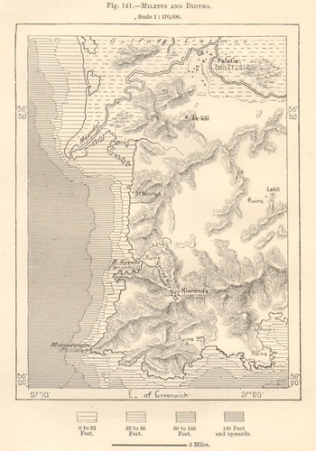 Miletus ruins & Didyma. Didim & Balat. Buyuk Menderes. Turkey. Sketch map 1885