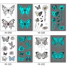 Blue Luminous Tattoo Stickers Waterproof Temporary Sexy Tattoos Arm Face Art&