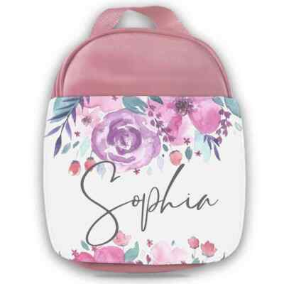Personalised Floral Kids Lunch Bag Any Name Childrens Girls School Snack  Box UK