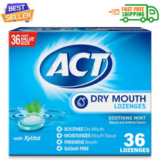 ACT Dry Mouth Lozenges With Xylitol, Soothing Mint Flavor - 36 Counts Pack