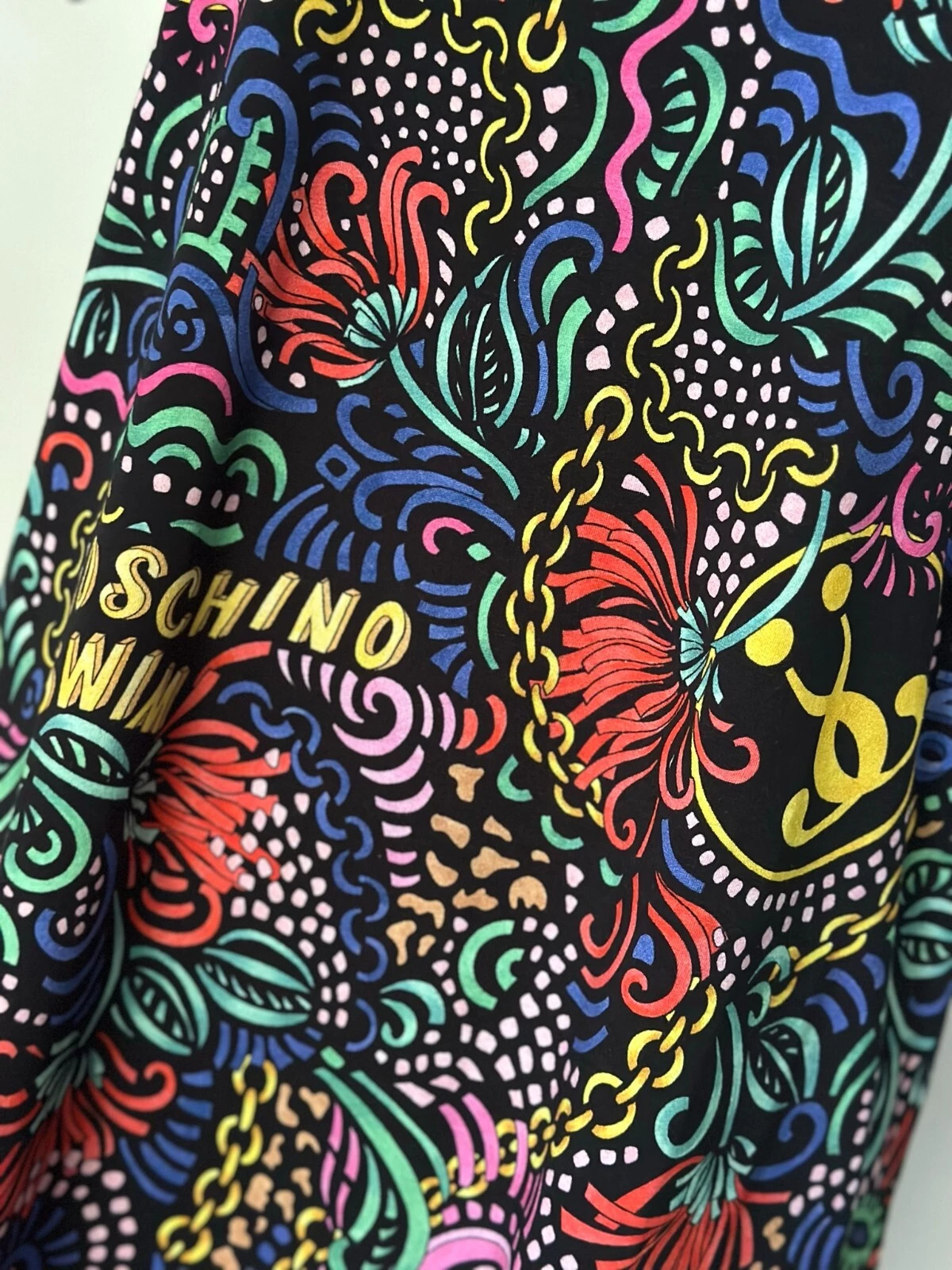 Moschino T shirt multicolore abito taglia S prezzo di ricambio £170