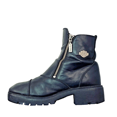 Black HARLEY DAVIDSON women's double zip boots, leather biker tall