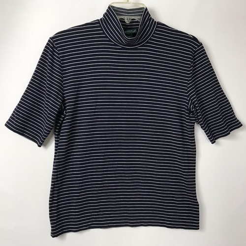 Lauren Ralph Lauren Petite Large Short Sleeve Mock Turtleneck Striped Navy/ White | eBay