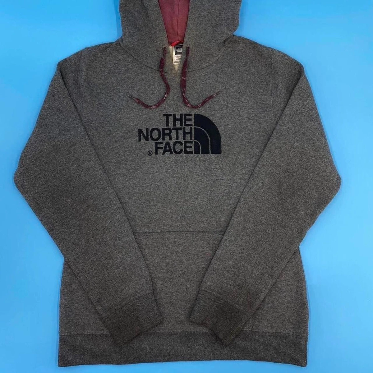 Vintage Retro Women s The North Face Dark Grey Hoodie Sweatshirt Jumper Medium