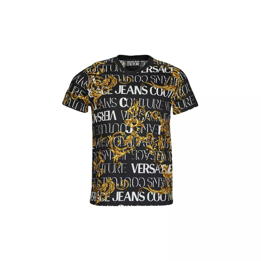 Versace Jeans Couture Baroque Logo All Black/Gold T-Shirt | eBay