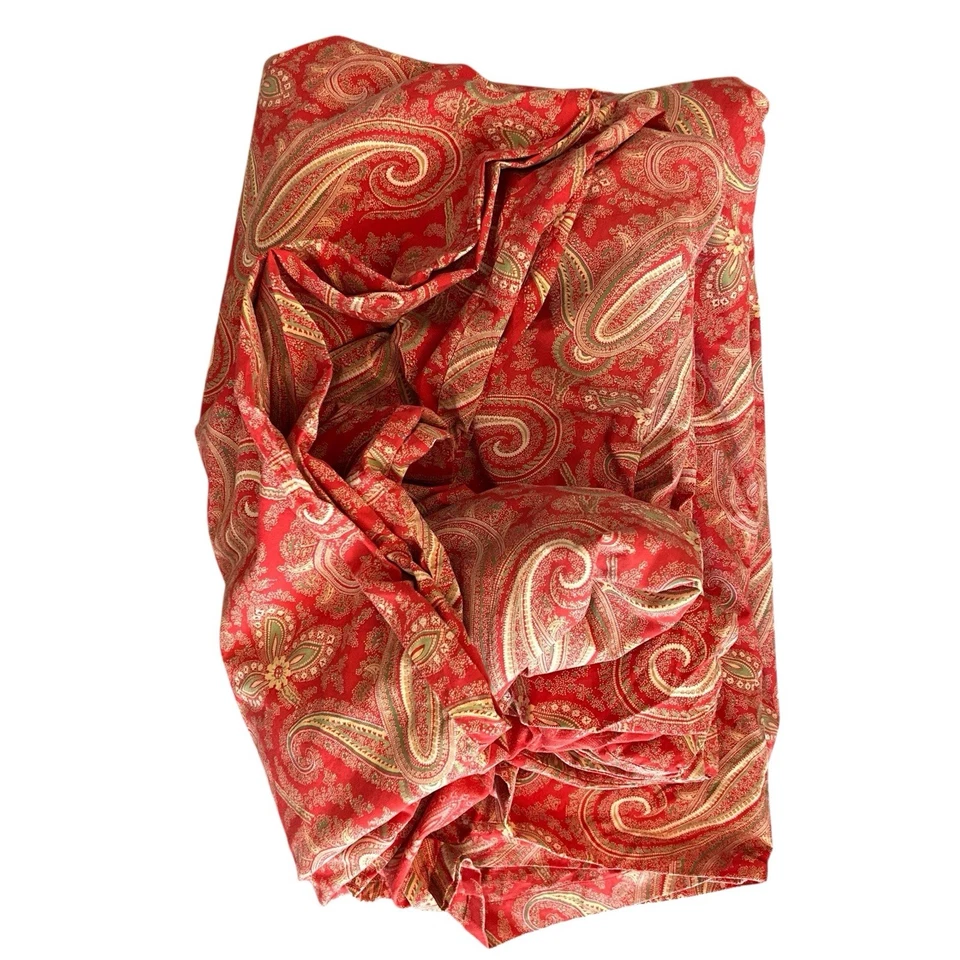 Pottery Barn King Duvet Cover "Mira Anibel" Red Paisley Rare Discontinued Cotton - Image 2 of 4