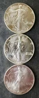 1987, 1988, and 1990 $1 American Silver Eagle Dollars