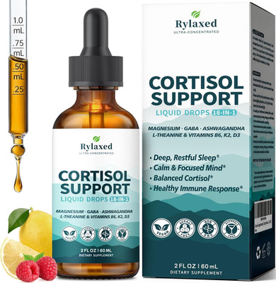 Cortisol Supplements for Women & Men, 18 in 1 Stress & Mood Support Drops with M