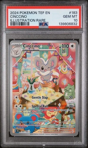 2024 POKEMON TEF EN-TEMPORAL FORCES ILLUSTRATION RARE #183 CINCCINO PSA 10