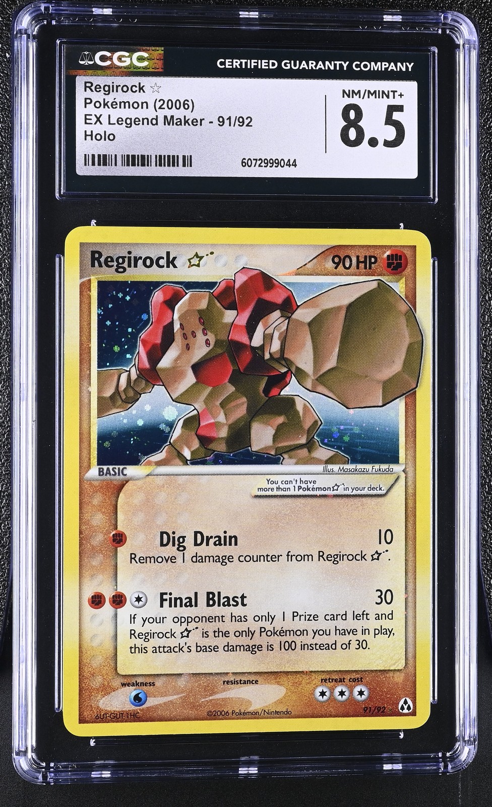 CGC 8.5 Regirock Gold Star 2006 EX Legend Maker 91/92 Holo Pokemon Card