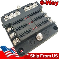 6-Way Blade Fuse Box Block Holder LED Indicator 12V 32V Auto Marine Waterproof
