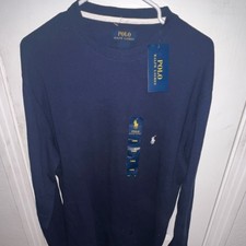 Polo Ralph Lauren Men's Waffle-Knit Cotton Pullover Sweater Navy Blue L