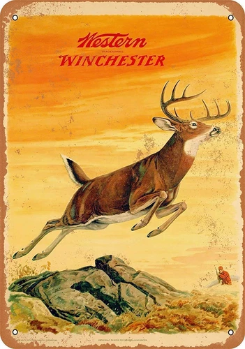 Metal Tin Sign 8x12 inche - Vintage Style/Rusty Look 1958 Western Deer - Plaque