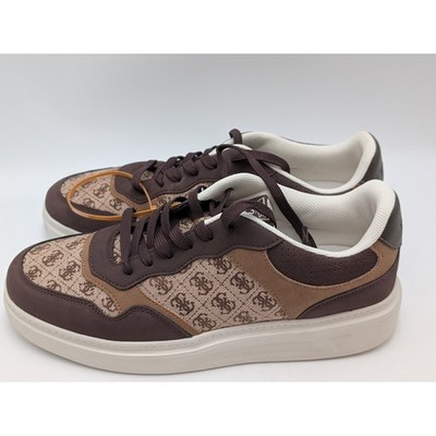 Guess Sneakers Mens 11.5 Brown Carmino Monogram 4G Logo Fashion Lace Up Trainer