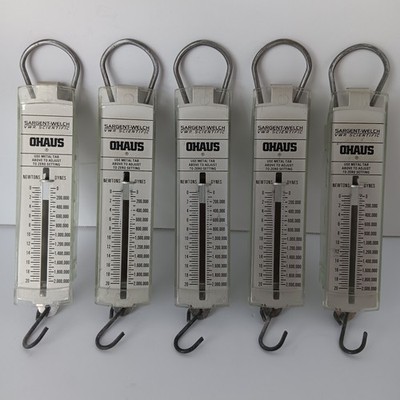 (5) Sargent-Welch  Ohaus Spring Scales  Dual Scale Readings-Newton/Dynes-Science