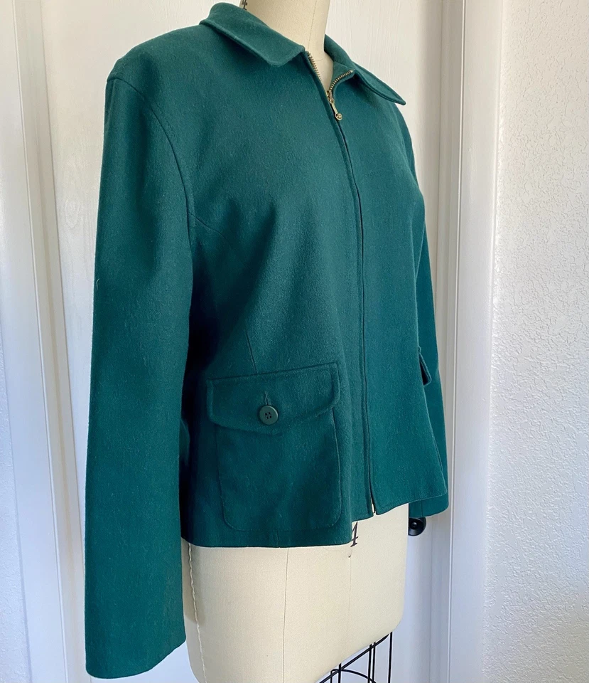 Mujer HARRIS / WALLACE Verde Mezcla Lana Chaqueta Talla M Foto 2 de 3