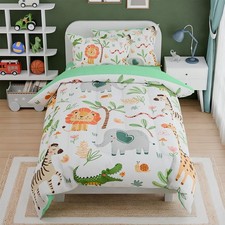 Jungle Animal Kids Bedding Set for Boys Girls, Ultra Soft Microfiber Comforte...