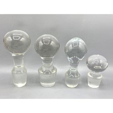 Vintage Clear Glass Bottle Stoppers Set of 4 Decanter Replacement Ball Teardrop