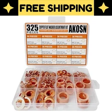 325 PCS Copper Metric Sealing Crush Washers Kit, 10 Sizes Oil Drain Gasket Set