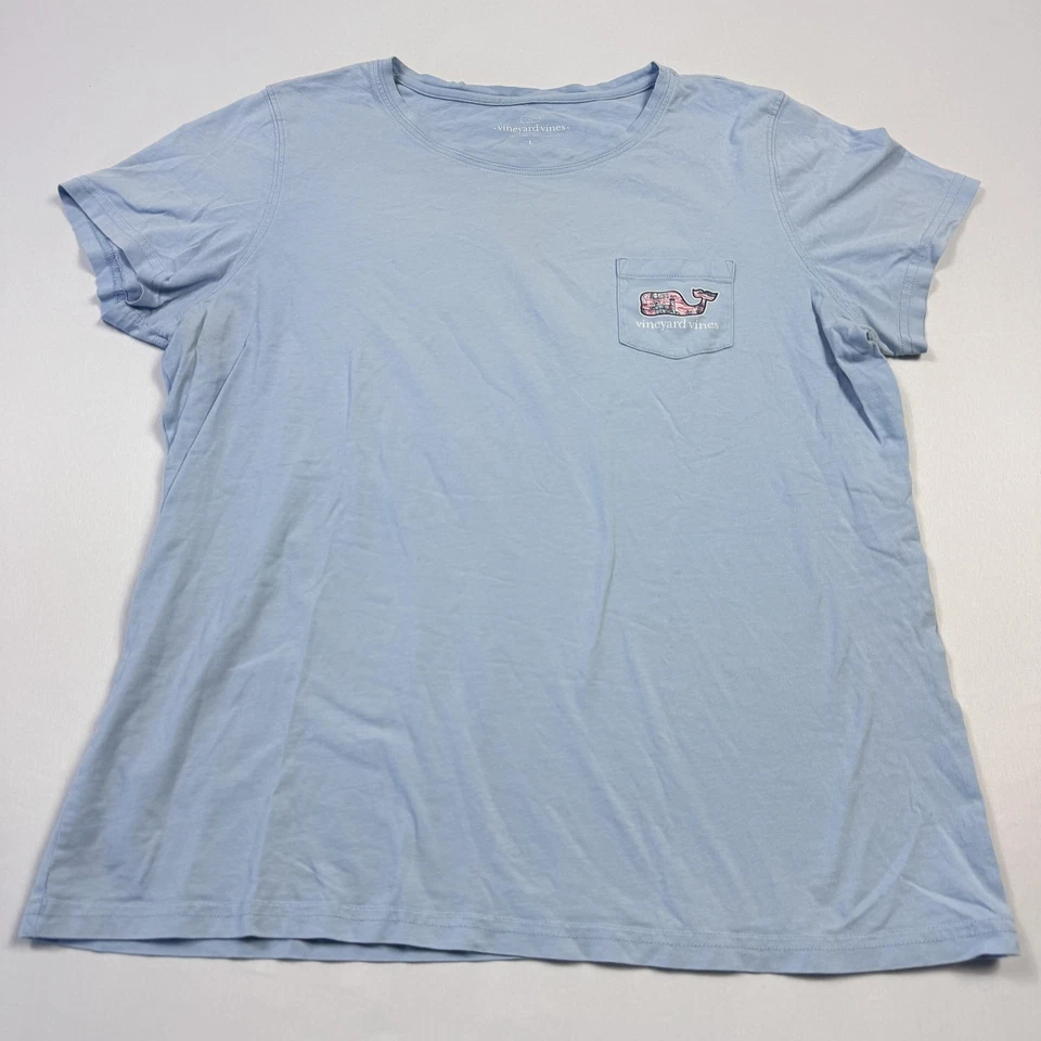 Camisa Vineyard Vines Mujer Grande Azul Claro Bolsillo Ballena Gráfico Algodón Camiseta Foto 2 de 4