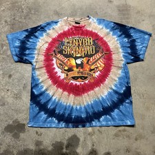 Vintage Liquid Blue Lynyrd Skynyrd T Shirt Mens 2XL Tie Dye Eagle Flames South