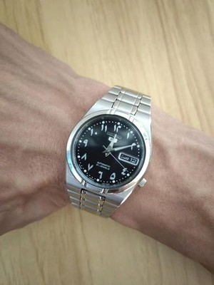 Brand New Open Box Seiko 5 Automatic Black Arabic Dial Watch SNKP21J1