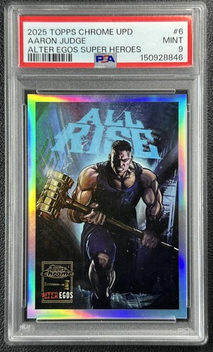 AARON JUDGE PSA 9 2025 TOPPS CHROME UPDATE AE-6 ALTER EGOS SUPER HEROES ALL RISE