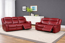 BURGUNDY RED Leather Gel Recliner 3 Seater 2 Seat or Armchair Sofa Suite CLIFTON