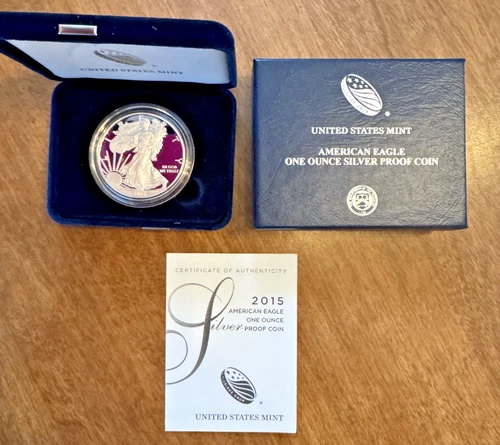 2015 W American Silver Eagle Proof Bullion $1 Coin OGP COA starting below spot