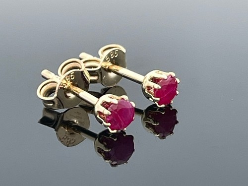 SCHMUCKJAGD OHRSTECKER AUS 585/- GELBGOLD MIT RUBIN FACETTENREICH