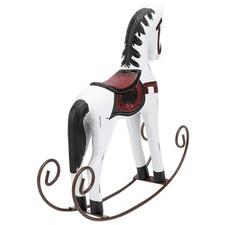   White Handmade Wooden Rocking Horse Carved Painted Kids Toy Gift Table AOS