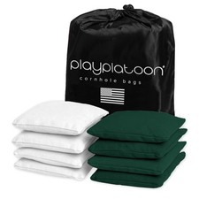 Weather Resistant Cornhole Bean Bags Set of 8 - 4 Hunter Green  4 White