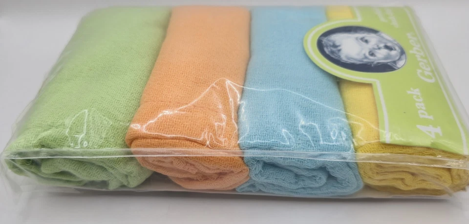 NOS GERBER PREFOLDED CLOTH DIAPERS 4 Pk Unisex Colors  - Image 2 of 4